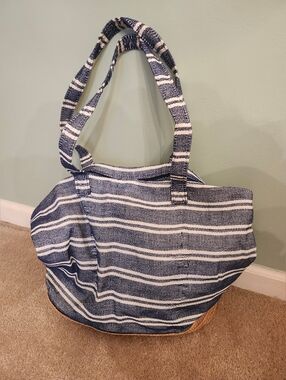 Striped Cappelli Navy and White Tote Bag